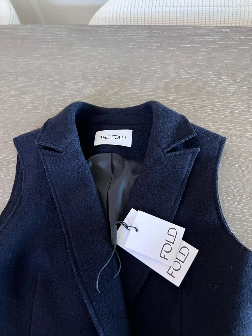 The Fold navy blue Sleeveless Double-Breasted Vest Coat